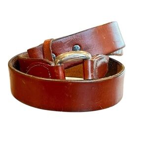 Vintage Harness Leather Brown Belt Western Style Horse Bit Unisex Casual